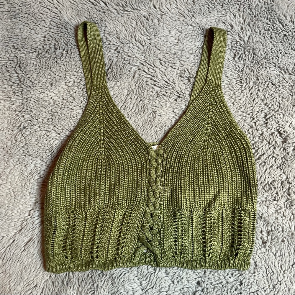 Olive green crochet crop top